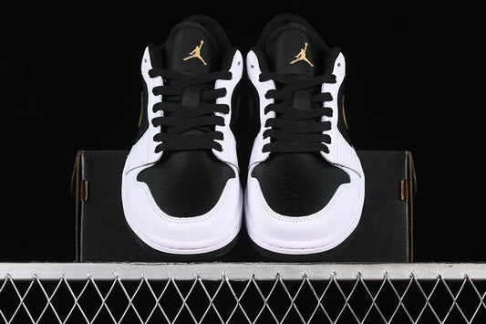 Nike Air Jordan 1 Low White Black Metallic Gold Sneakers