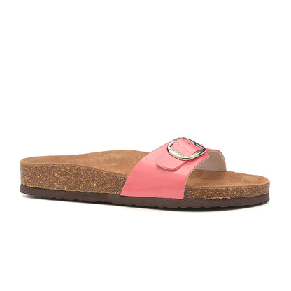 Birkenstock Single Button Pinkish Orange Matte Leather Slippers