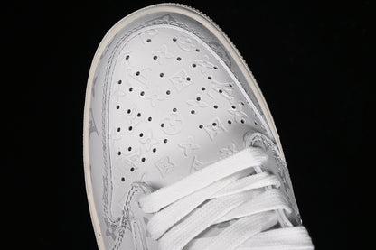 Nike Air Jordan 1 Low OG SP Travis Scott Fragment Design LV Grey Printing White Sneakers