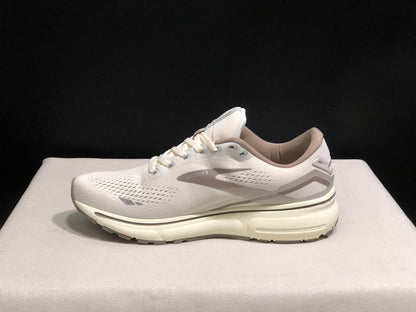 Brooks Ghost 15 Shock-absorbing Wear-resistant Low-top Running Shoes Rice White/Light Brown