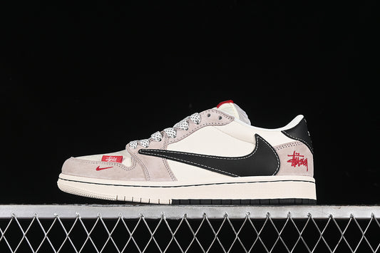 Travis Scott Fragment Design Nike Air Jordan 1 Low OG SP Black Light Brown White Sneakers