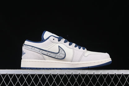 Nike Air Jordan 1 Low White Grey Blue Sneakers