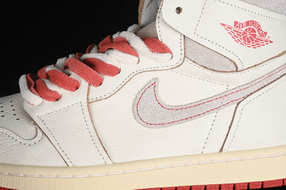 Nike Air Jordan 1 High OG Red Sole White Sneakers