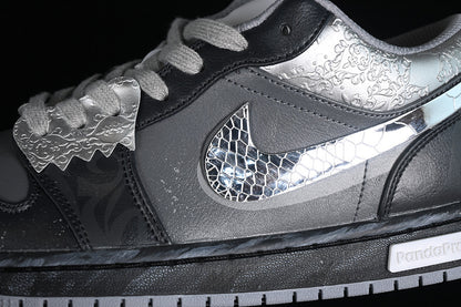 Nike Air Jordan 1 Low Black Grey Silver Sneakers