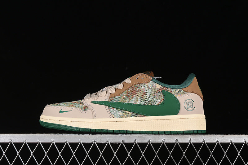 Nike Air Jordan 1 Low Travis Scott Fragment Design Grey Brown Green Multicolour Sneakers