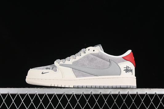 Travis Scott Fragment Design Nike Air Jordan 1 Low OG SP Grey White Casual Sneakers