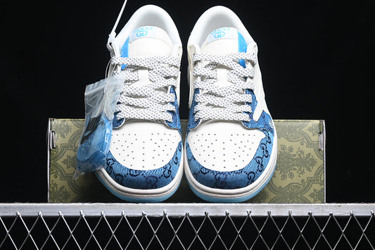 Travis Scott Fragment Design Nike Air Jordan 1 Low Gucci OG SP Blue White Sneakers