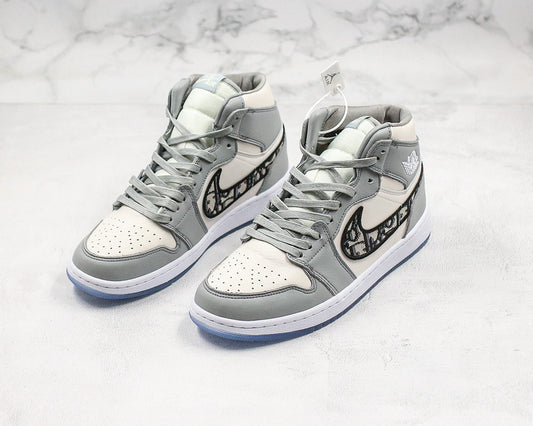 Nike Air Jordan 1 High-top Wolf Grey Sneakers Dior Joint Edition