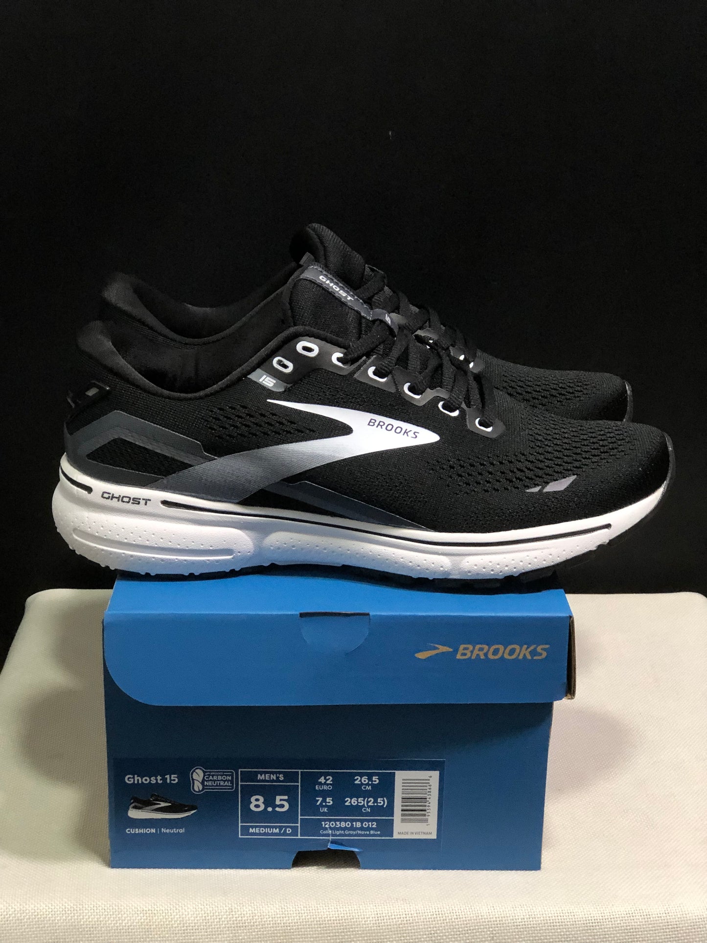 Brooks Ghost 15 Shock-absorbing Wear-resistant Low-top Running Shoes Colid Light Gray/Nave Blue