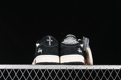 Travis Scott Fragment Design Nike Air Jordan 1 Low OG SP Black White Board Shoes