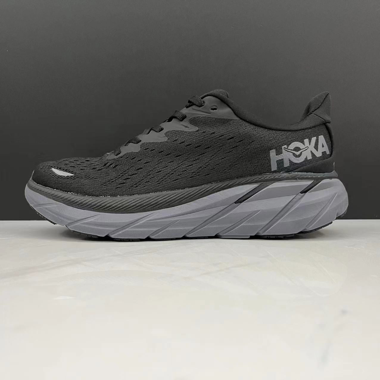Hoka One One Clifton 8 Fashion Shoes Shock-absorbing Sneakers Black