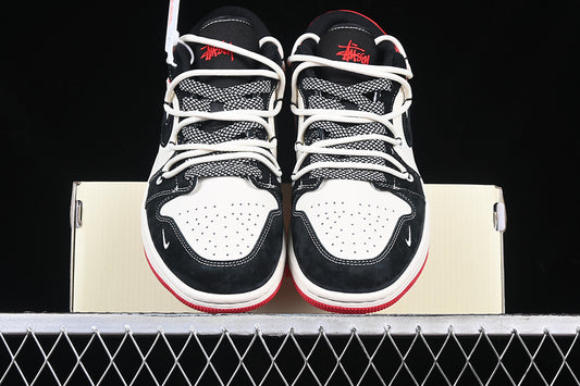 Nike Air Jordan 1 Low Black White Red Sneakers