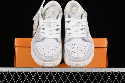Nike Air Jordan 1 Low OG SP Travis Scott Fragment Design LV Grey Printing White Sneakers
