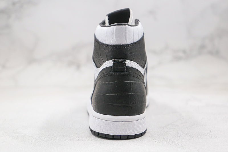 Nike Air Jordan 1 Retro Black White Crocodile Leather Sneakers