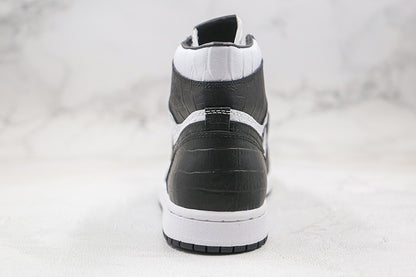 Nike Air Jordan 1 Retro Black White Crocodile Leather Sneakers