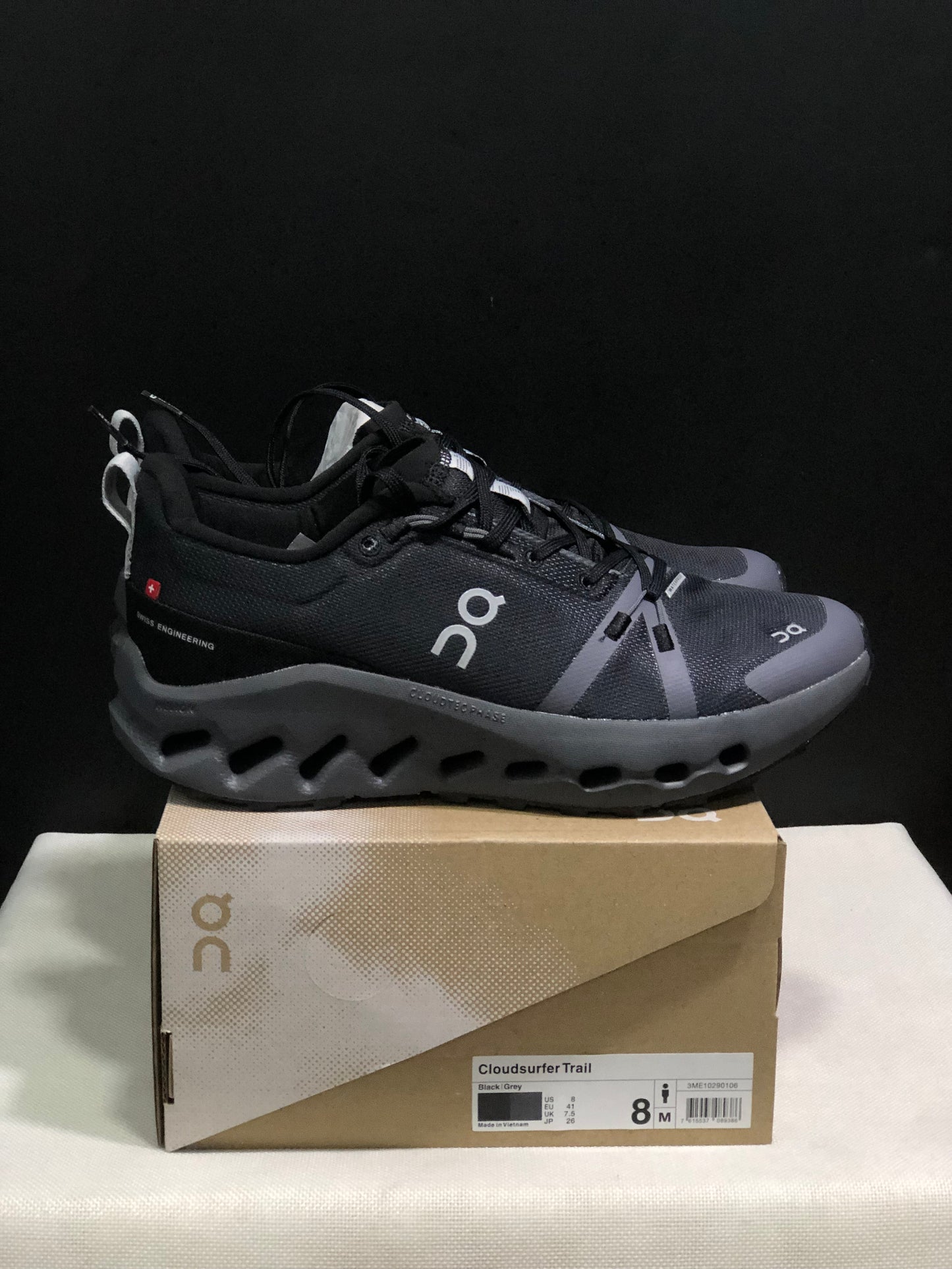 On Running Cloudsurfer Trail Waterproof Comfortable And Breathable Running Shoes Dark Grey/Black