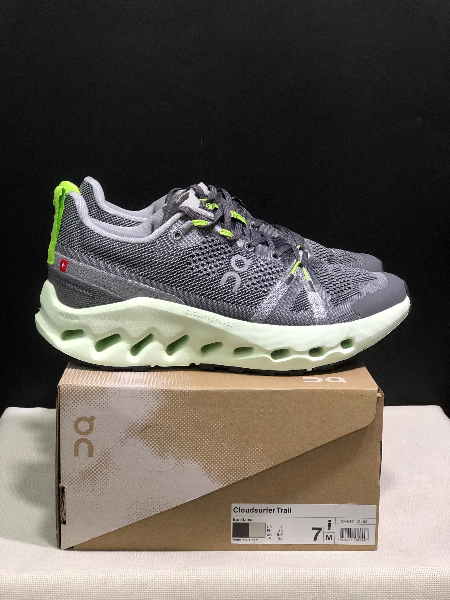 On Running Cloudsurfer Trail Waterproof Comfortable And Breathable Running Shoes Iron/Lima