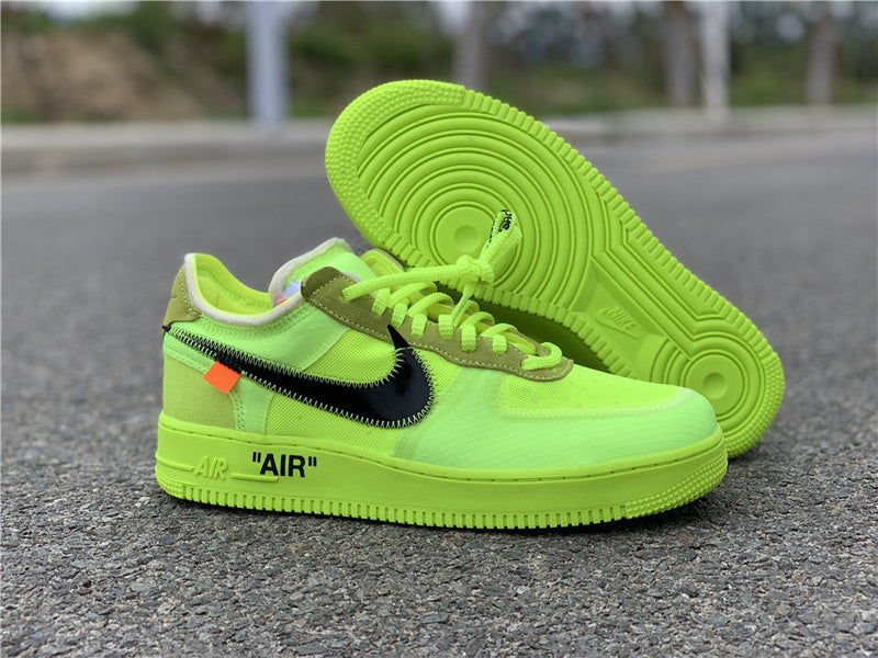 Nike Air Force 1 Low Off-White Volt Fluorescent Green Sneakers