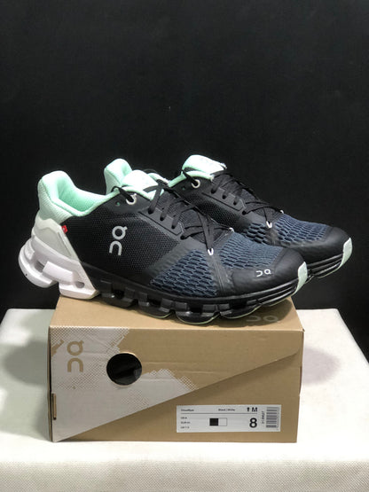 On Running Cloudflyer Shock-Absorbing Running Shoes Black/White/Light Green