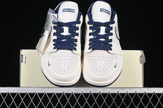Nike Air Jordan 1 Low Supreme Blue Sole White Sneakers