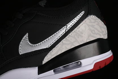 Nike Air Jordan Legacy 312 Low Black Gym Cement Grey Red Sole Sneakers