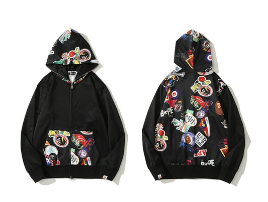 A Bathing Ape BAPE Badge LOGO Sticker Wind Splicing Hoodie