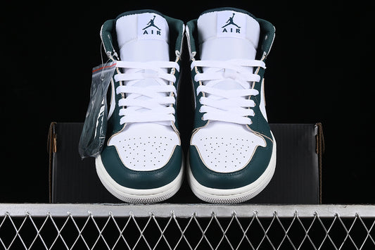 Nike Air Jordan 1 Mid Oxidized Green White Sail Neutral Grey Sneakers