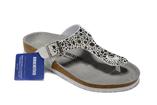 Birkenstock Black Metallic Stones Flip Flops Leather Sandals