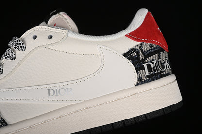 Nike Air Jordan 1 Low DIOR Travis Scott Fragment Design White Grey Black Sneakers