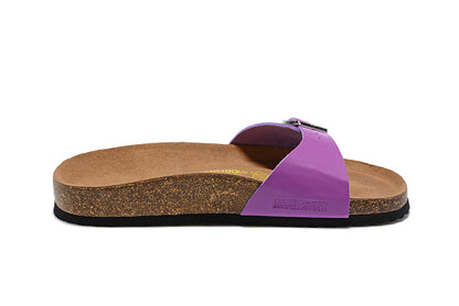 Birkenstock Single Button Purple Patent Leather Slippers