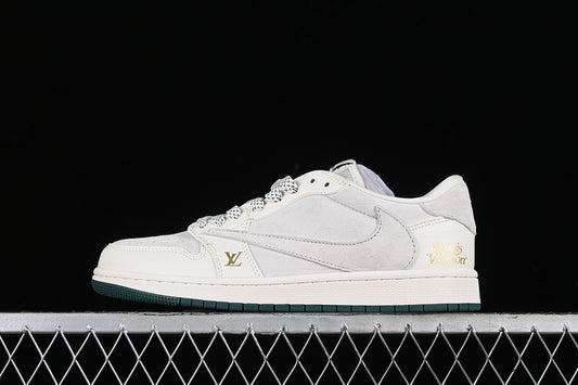 Nike Air Jordan 1 Low OG SP Travis Scott Fragment Design LV Grey White Sneakers