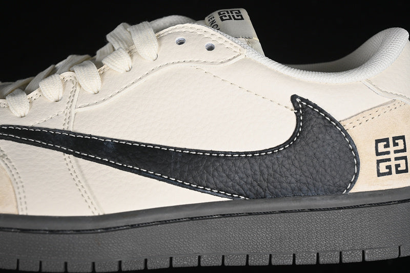 Nike Air Jordan 1 Low Givenchy Travis Scott Fragment Design OG SP Dark Grey Sole Beige White Black Sneakers