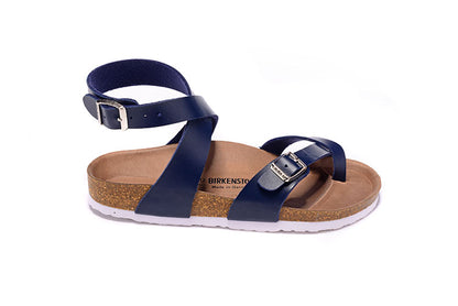 Birkenstock Single Button Navy Ringfinger Matte Leather Sandals