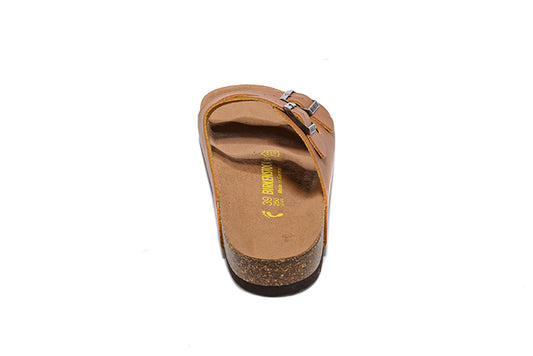 Birkenstock Two-Button Dark Brown Suede Leather Slippers