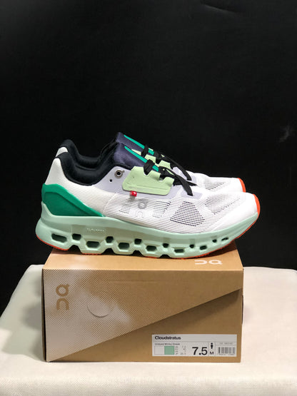 On Running Cloudstratus Breathable Support Running Shoes White/Milk Green