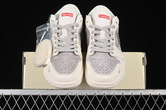 Nike Air Jordan 1 Low Supreme Beige Grey Sneakers