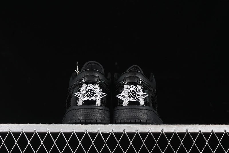 Nike Air Jordan 1 Low Metallic Silver Pure Black Sneakers
