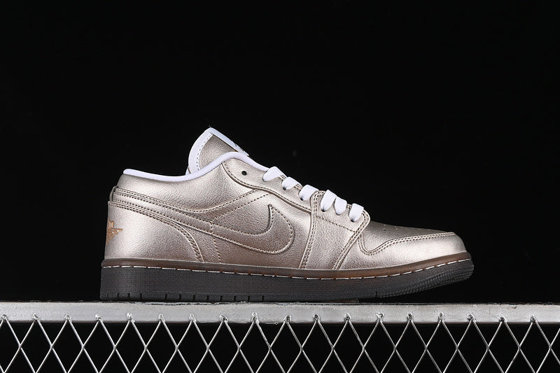 Nike Air Jordan 1 Low Summit White Brown Metal Zinc Sneakers