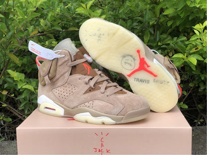Nike Air Jordan 6 Retro Travis Scott SP British Khaki Brown Sneakers
