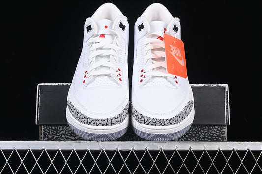 Nike Air Jordan 3 Retro White Cement Reimagined Fire Red Sneakers