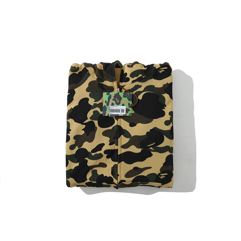A Bathing Ape Shark Head Classic Fur Hoodie Yellow