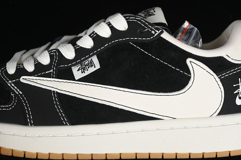 Travis Scott Fragment Design Nike Air Jordan 1 Low OG SP White Sole Black Sneakers