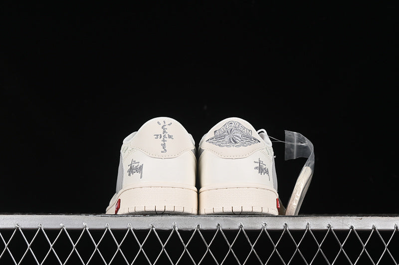 Nike Air Jordan 1 Low Supreme Travis Scott Fragment Design OG SP Light Gray Label White Sneakers