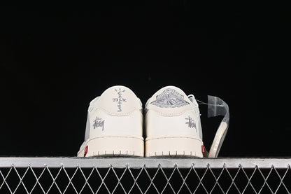 Nike Air Jordan 1 Low Supreme Travis Scott Fragment Design OG SP Light Gray Label White Sneakers