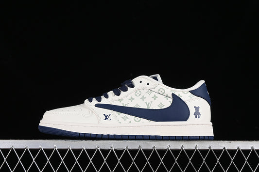 Nike Air Jordan 1 Low Travis Scott Fragment Design LV White Blue Sneakers