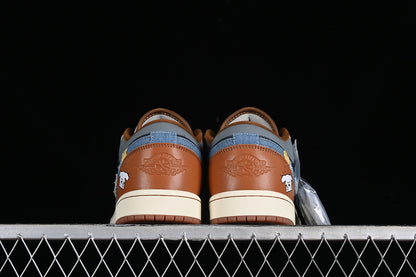 Nike Air Jordan 1 Low Phantom Coconut Milk Amber Brown Star Blue Sneakers