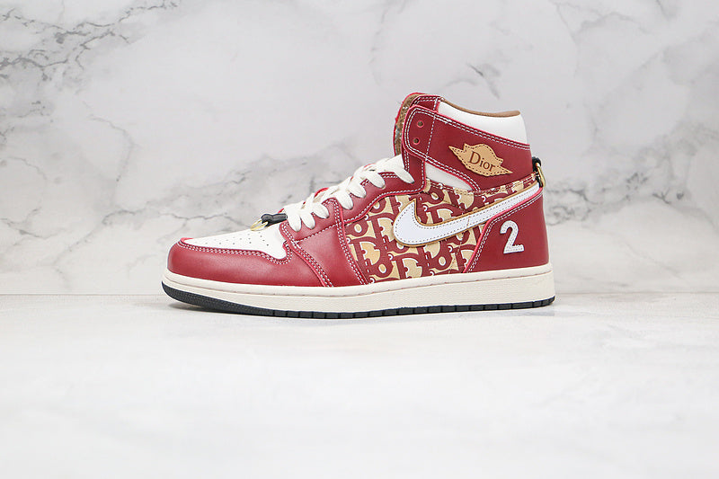 Nike Air Jordan 1 Retro High Dior Red Sneakers Joint Edition
