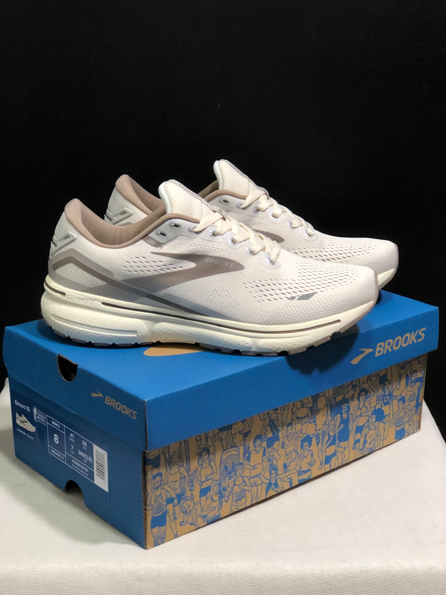 Brooks Ghost 15 Shock-absorbing Wear-resistant Low-top Running Shoes Rice White/Light Brown