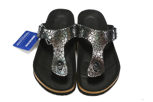 Birkenstock Ferrous Metal Stone Casual Leather Flip Flops