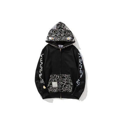 A Bathing Ape BAPE x SORAYAMA Shark Head Empty Mountain Base Joint Edition Black Hoodie